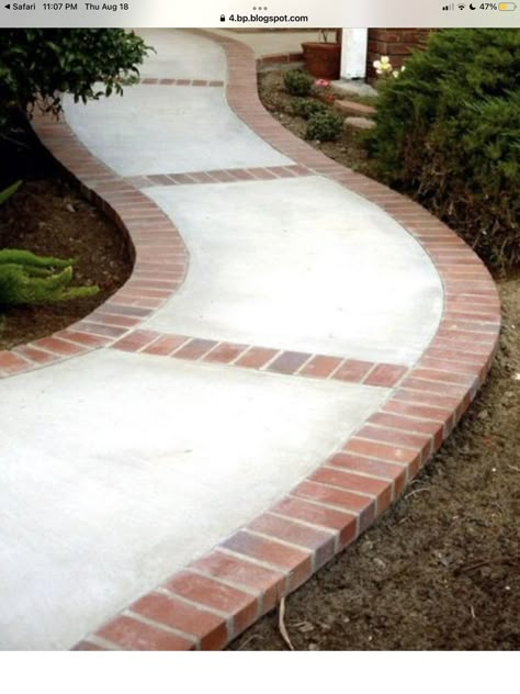 Brick Walkways, Brick Sidewalk, Brick Driveway, Concrete Path, Walkway Landscaping, Walkway Design, Concrete Walkway, Brick Walkway, Pathway Landscaping