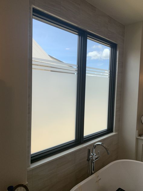 Bathroom Window Film Ideas, Opaque Window Ideas, Frosted Glass Window Bathroom, Privacy Bathroom Window, Privacy Bathroom Window Ideas, Bathroom Privacy Window Ideas, Bathroom Window Ideas Privacy, Half Frosted Window, Frosted Bathroom Window