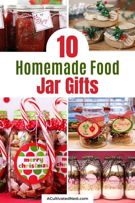 Cookie Mix Jar Gifts, Diy Jar Recipe Gifts, Homemade Cookie Jar Gift, Treats In A Jar Gifts, Recipe In Jar Gift, Jelly Jar Christmas Gift Ideas, Food In Jars Gifts, Breakfast In A Jar Gift, Homemade Goodies Gift Basket