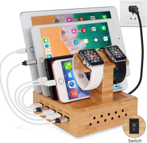 Cellphone Charging Station, Multi Device Charging Station, Device Charging Station, Tablet Charging Station, Ipad Charging Station, Wooden Charging Station, Apple Watch Holder, Wooden Docking Station, Hide Cables