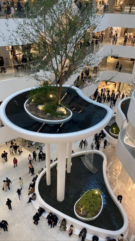 Shopping Center Architecture, Shopping Mall Interior, Shopping Mall Design, Atrium Design, Building Elevation, Commercial Complex, Mall Design, Korea Seoul, Astuces Diy