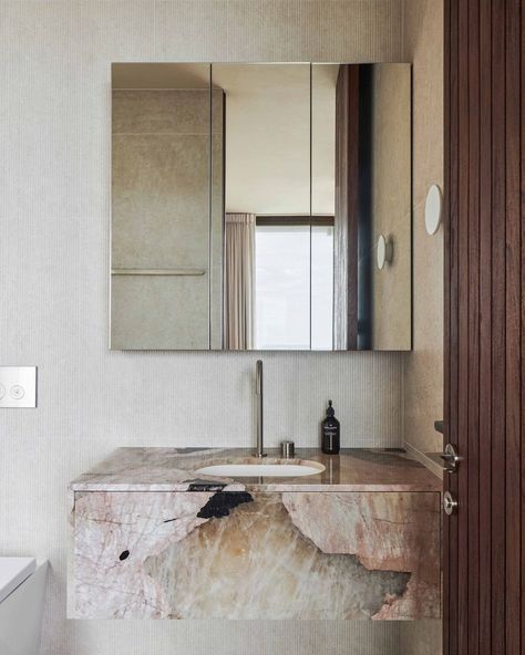 CDK Stone | The stunning Pink Patagonia at @portum.byronbay ⁣ Build by @ziegler_toddmiller ⁣ Joinery by @customkitchens_qld⁣ Tapware @abiinteriors… | Instagram Patagonia Quartzite, Powder Bath Ideas, Pink Patagonia, Interior Boho, Stone Bathroom, Bathroom Design Inspiration, The Local Project, Inverness, Beautiful Bathrooms