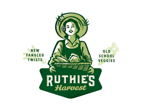 Ruthie's Harvest by Amit Botre #Design Popular #Dribbble #shots Farm Logo Design, Logos Retro, Logo Character, Character Logo, Human Logo, 타이포그래피 포스터 디자인, Farm Logo, Inspiration Logo Design, Logo Luxury