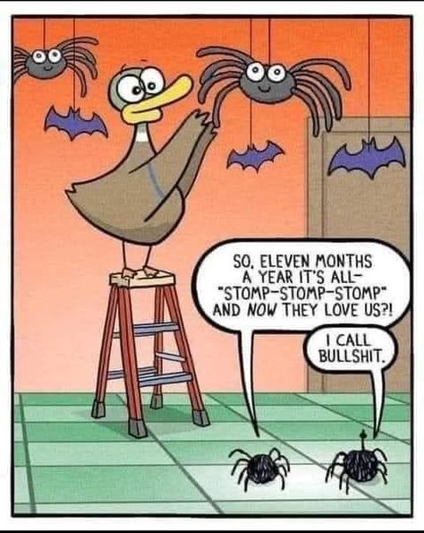 Halloween Funnies Humor, Work Puns, Funny Halloween Jokes, Halloween Live Wallpaper, Holiday Jokes, Halloween Jokes, Dark Comics, Funny Cartoons Jokes, Halloween Cartoons