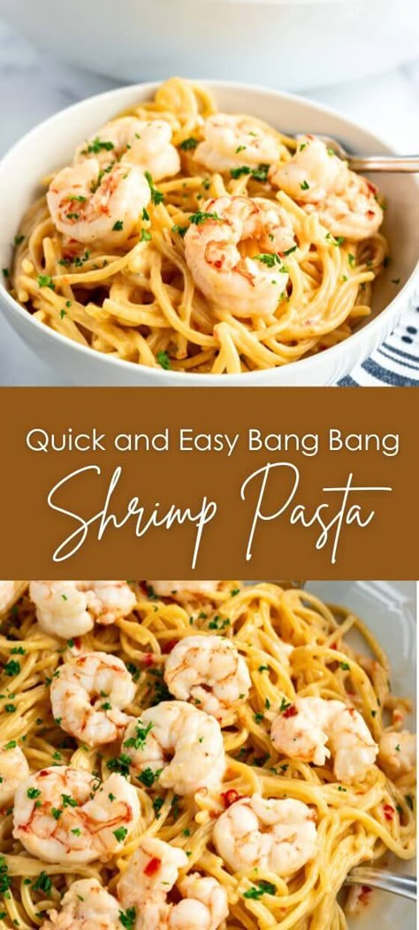 Quick and Easy Bang Bang Shrimp Pasta - Yummy and fully Meals With Shrimp And Rice, Easy Bang Bang Shrimp, Shrimps Recipes, Quick Easy Family Dinners, Spaghetti Dishes, Sweet Red Chili Sauce, Bang Bang Shrimp Pasta, Pasta Seafood, Diner Ideas