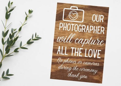 This beautiful wooden unplugged ceremony wedding sign is the perfect addition for your wedding ceremony.  ⭐Each sign is hand cut and hand painted especially for you. We love custom orders!⭐ PLEASE READ ENTIRE LISTING PRIOR TO ORDERING. Thank you. *We can change the wording and sizing to your requests. Just send us a convo.  *We love custom order HOW TO ORDER: If you would like a different wording or size please send us a convo prior to ordering. Thank you. SEE MORE OF OUR WEDDING SIGNS AT: https Ceremony Wedding Sign, Outdoor Wedding Signs, Flower Girl Signs, Wedding Ceremony Decorations Outdoor, Unplugged Wedding Sign, Unplugged Ceremony, Chalk Sign, Ceremony Sign, Unplugged Wedding