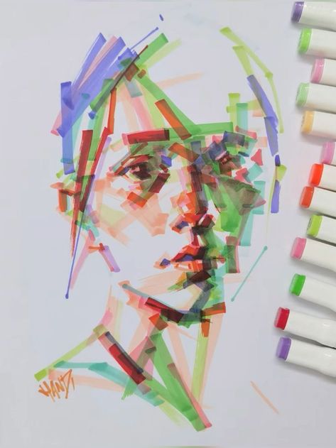 Creative Portraits Drawing, Random Items To Draw, Markers Drawing, Copic Marker Art, Arte Van Gogh, Arte Sketchbook, Arte Inspo, Status Quo, Look Beautiful