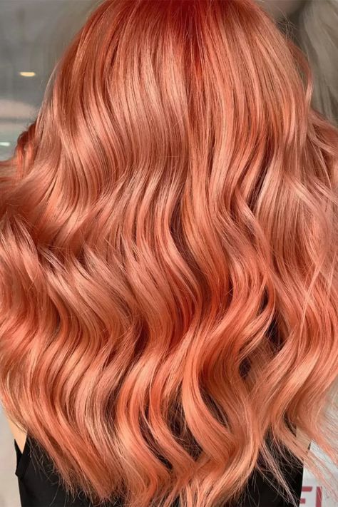 Red Hair Color Shades, Copper Blonde Hair Color, Peach Hair Colors, Copper Blonde Hair, Sombre Hair, Coral Hair, Underlights Hair, Peach Hair, Ginger Hair Color