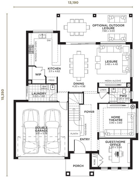 Double Storey House Plans Australia, Ensuite Layout, House Plans Australia, Double Storey House Plans, Floor Plan With Dimensions, Two Storey House Plans, Double Story House, Double House, Narrow House Plans