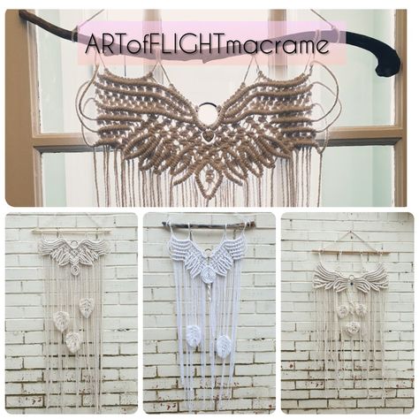 Macrame Eagle Wall Hanging, Macrame Bird, Wings Inspiration, Macrame Wall Hanging Tutorial, Woven Wall Hangings, Macrame Tutorials, Knitting Loom, Macrame Wall Hanging Diy, Rope Crafts Diy