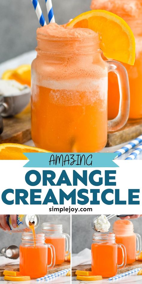 Orange Alcoholic Drinks, Orange Creamsicle Cocktail, Creamsicle Recipes, Fun Mixed Drinks, Orange Creamsicle Drink, Fun Kids Drinks, Creamsicle Cocktail, Creamsicle Drink, Party Drink Ideas