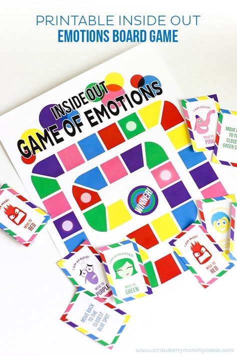 Printable Inside Out Emotions Board Game. Fun follow up to the movie and a playful way to talk about emotions. Emotions Board Game, Inside Out Games, Emotions Board, Bully Prevention, Emotions Game, Teaching Emotions, Inside Out Emotions, Zones Of Regulation, Family Literacy