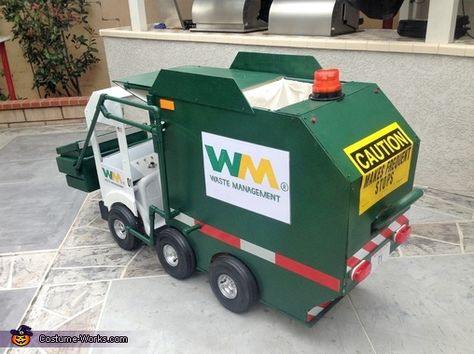 Garbage Costume, Garbage Truck Costume, Green Trash Can, Wagon Halloween Costumes, Wagon Costume, Truck Costume, Garbage Truck Party, Republic Services, Toddler Boy Costumes