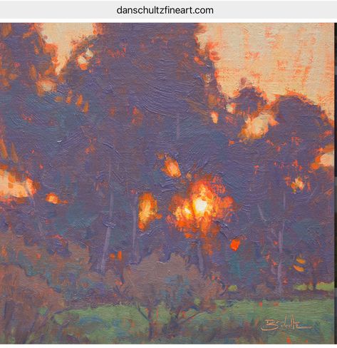 Sunset Through Trees, Underpainting Colors, Dan Schultz, Abstract Art Landscape, Traditional Paintings, Pastel Painting, Art Landscape, Oil Painting Landscape, Tree Painting