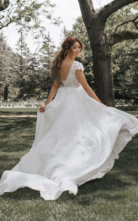 Lace Cap Sleeve Wedding Dress with Plunging V-Neckline Modern Wedding Songs, Wedding Hymns, Country Wedding Songs, Best Wedding Songs, Ethereal Wedding Dress, Wedding Dress Cap Sleeves, Timeless Wedding Dress, Ivory Gown, Lace Wedding Dress With Sleeves