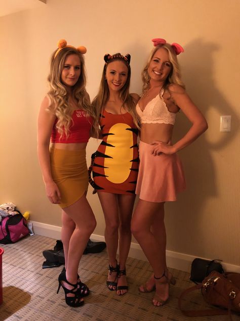 Winnie The Pooh Costumes, Winnie The Pooh Costume, Winnie The Pooh Halloween, Trio Costumes, Winnie The Pooh And Friends, Pooh And Friends, Chantel Jeffries, Trendy Halloween Costumes, Halloween Costumes Friends