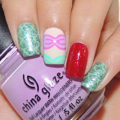 This nail art tutorial will transport your clients to their childhood. Inspired by The Little Mermaid, this look is perfect for summer. See details here. Little Mermaid Nail Art, Little Mermaid Nails, Mermaid Nail Art, Mermaid Nail, Nails Inspired, Nail Art Disney, Mermaid Nails, Disney Nails, Disney Movie