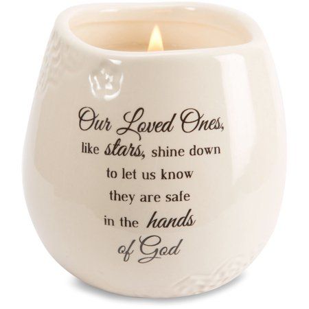 Pavilion - Our Loves Like Stars, Shine Down to Let us Know They are Safe in the Hands of God Ceramic Soy Wax Candle, Beige 8 Oz Candle, Condolence Gift, Memorial Candle, Garden Candles, Ceramic Candle, Ceramic Vessel, Home Candles, Stone Decor, Soy Wax Candle