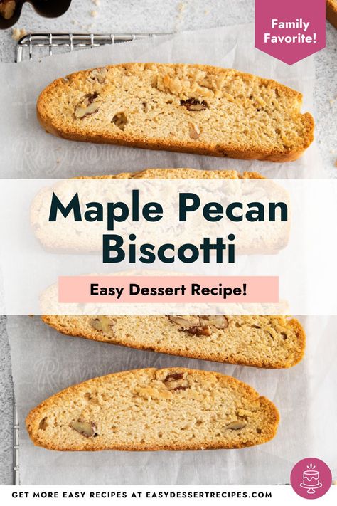 Maple Biscotti, Pecan Biscotti Recipe, Pecan Biscotti, Fall Desserts Thanksgiving, Easy Dessert Recipes, Breakfast Recipes Sweet, Biscotti Cookies, Dessert Bar Recipe, Biscotti Recipe