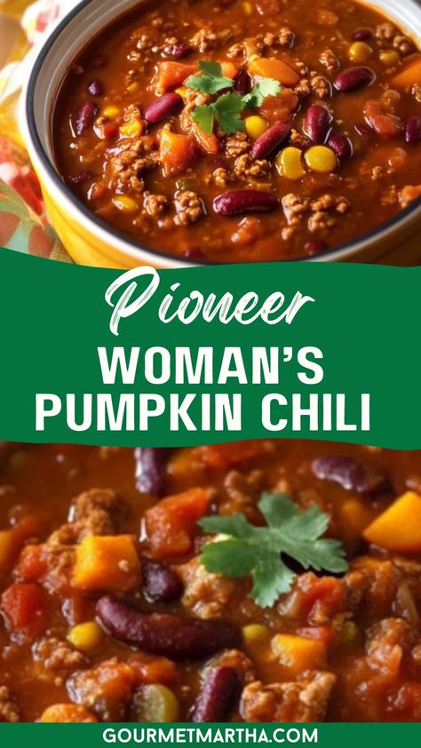 Warm up with this comforting and flavorful Pumpkin Chili inspired by the Pioneer Woman! A unique twist on classic chili, this recipe combines tender ground meat, hearty beans, and a hint of pumpkin for a rich, cozy flavor. Perfect for fall nights, it’s a meal your family will love to gather around. Try this delicious recipe, perfect for any occasion #PumpkinChili #PioneerWomanRecipe #FallRecipes #ComfortFood #EasyDinner #ChiliRecipe #PumpkinSeason #CozyMeals #FamilyDinner #OnePotMeals Pumpkin Beef Chili, Pumpkin Chilli, Pumpkin Recipes Dinner, Turkey Pumpkin Chili, Pumpkin Chili Recipe, Beef Chili Recipe, Hearty Chili, Pumpkin Chili, Mild Italian Sausage