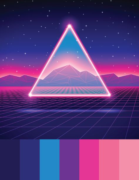 Neon Space Color Palette, Vaporwave Aesthetic Color Palette, Synth Wave Color Palette, Retro Arcade Color Palette, 80s Neon Color Palette, 80s Color Palette Retro Neon, 80s Aesthetic Color Palette, Color Palette Vaporwave, Metaverse Color Palette