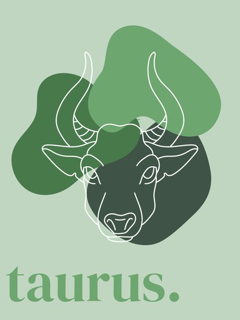 Taurus Illustration Art, Taurus Painting Ideas On Canvas, Taurus Green Aesthetic, Taurus Astethic, Semiotics Poster, Taurus Wall Art, Taurus 3d Wallpaper, Taurus Painting Ideas, Taurus Room Aesthetic