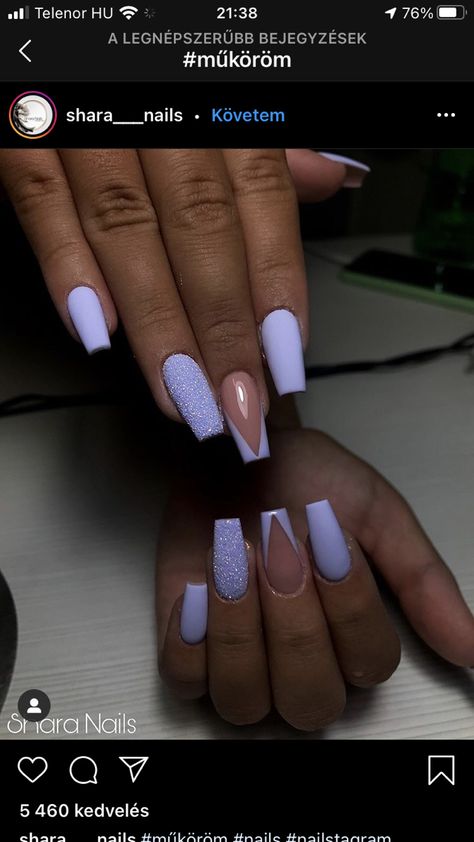 Acrylic Nail Designs Coffin Birthday, Lilac Coffin Acrylic Nails, Coffin Matte Nails Design, Lilac Nails For Prom, Lavender Nails For Prom, Nails Acrylic Color Ideas, Square Nail Designs Ombre, Prom Nails Lilac, Lavender Acrylic Nails Coffin Long