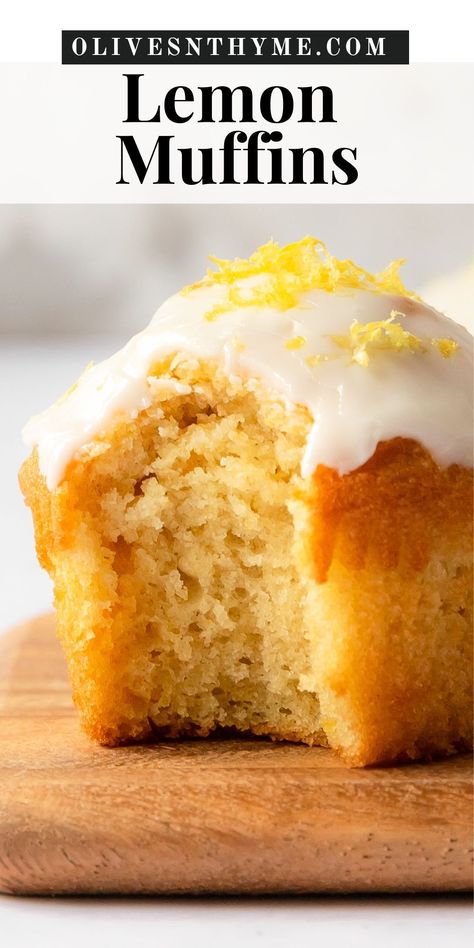 These lemon muffins are light, fluffy, incredibly moist and are bursting with fresh lemon flavor. They’re bakery style muffins with beautiful tall, domed tops covered in a bright and tart lemon glaze . Lemon Curd Muffins, Lemon Muffin Recipes, Pistachio Muffins, Poke Cake Lemon, Moist Lemon Cake, Bakery Style Muffins, Moist Muffins, Muffin Streusel, Lemon Muffins