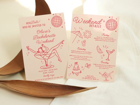 Bachelorette Party Signage, Coastal Bachelorette Party, Bachelorette Party Invite, Retro Bachelorette, Bachelorette Invite, Beach Bachelorette Party, Bachelorette Weekend Invitations, Bachelorette Invitation, Bachelorette Itinerary