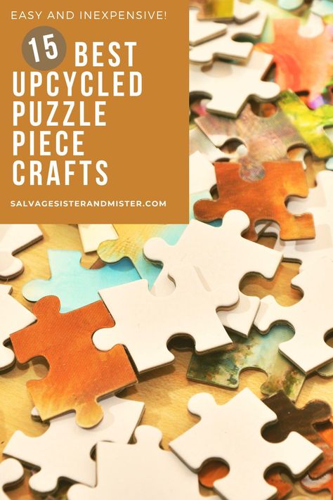 Repurpose your old puzzle piece into amazing art projects. From home décor, wedding décor, and children’s crafts, there are so many useful ways to upcycle puzzle pieces. This is a great creative project for kids,teenagers, and adults! Amazing Art Projects, Jigsaw Puzzle Crafts, Puzzle Piece Art, Puzzle Piece Crafts, Puzzle Decor, Puzzle Piece Necklace, Puzzle Party, Large Puzzle Pieces, Diy Puzzles