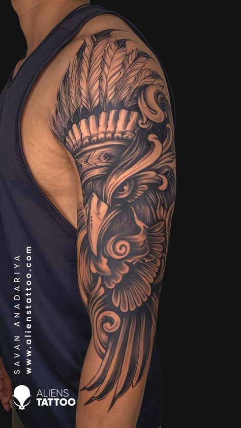 Tattoo Ideas Eagle, Filigree Tattoos, Eagle Tattoo Forearm, Eagle Tattoo Arm, Eagle Tattoo Ideas, Eagle Shoulder Tattoo, Japanese Hand Tattoos, Shoulder And Arm Tattoo, Tato Maori