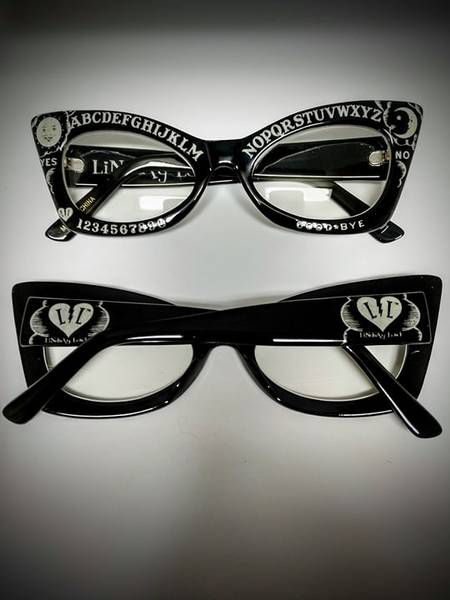 Fright Board Cat Eye Clear Lens Glasses by Lindsay Lowe Eye Wear - Unisex glow in the dark Gothic Glasses, Rock And Roll Fashion, Angel Fashion, Spirit Board, Four Eyes, Witch Fashion, Fashion Eye Glasses, Punk Outfits, Cat Eye Glasses