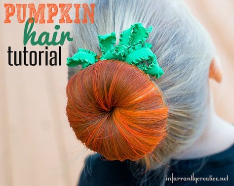 So in the midst of building mudroom lockers, and decorating my new home I have loved doing a few quick projects. We love Halloween in our house and I usually make the kids some sort of Halloween sh… Halloween Hairstyle, Pumpkin Hair, Hallowen Ideas, Diy Halloween Costumes For Kids, Crazy Hair Day, Bun Tutorial, Holiday Hairstyles, Crazy Hair Days, Art Halloween