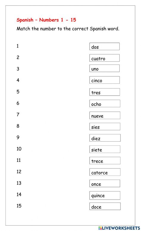 Spanish Numbers 1-20 Worksheet, Spanish Numbers Worksheet, Preschool Spanish Lessons, Flashcard Maker, Number Words Worksheets, Preschool Spanish, Classroom Preparation, Spanish Numbers, Multi Step Equations