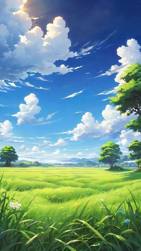 Wall Street Art, Dreamy Landscapes, Final Fantasy Art, Wallpaper Nature Flowers, Pretty Images, Sky Art, Summer Blue, Anime Scenery Wallpaper, Illustration Artwork