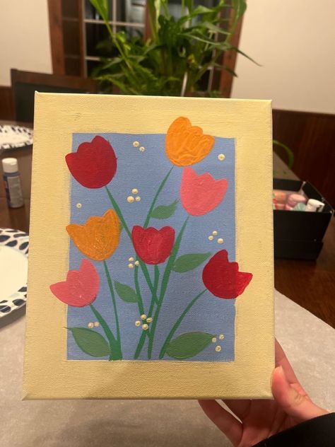 Simple Fun Painting Ideas, Easy Little Painting Ideas, Cute Easy Painting Ideas On Canvas, Simple Flower Painting Easy, Beginners Painting Ideas Simple, Aesthetic Simple Paintings, Ideas De Pinturas Aesthetic, Cute And Easy Paintings On Canvas, Canvas Painting For Mom