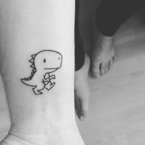 Dinosaur tattoo Tiny T-rex Tattoo, Cute Dinosaur Tattoo, Small Dinosaur Tattoo, Rex Tattoo, T Rex Tattoo, Dinosaur Tattoo, Christian Sleeve Tattoo, Dinosaur Tattoos, Couple Tattoos Unique