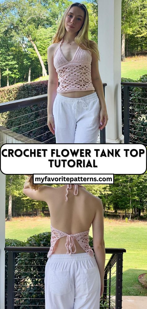 Crochet Flower Tank Top Tutorial Tank Top Tutorial, Flower Crochet Top, Crochet Tank Top Free, Flower Tank Top, Crochet Tank Tops, Tank Top Pattern, Crochet Tank Top, Your Crochet, Crochet Tank