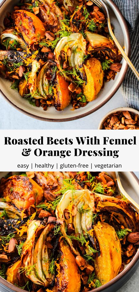 Fennel Beet Orange Salad, Roasted Vegetables With Fennel, Fennel Side Dish, Fennel Tops Recipes, Beet Side Dish Recipes, Fall Beet Recipe, Healthy Fennel Recipes, Vegan Fennel Recipes, Gold Beets Recipe