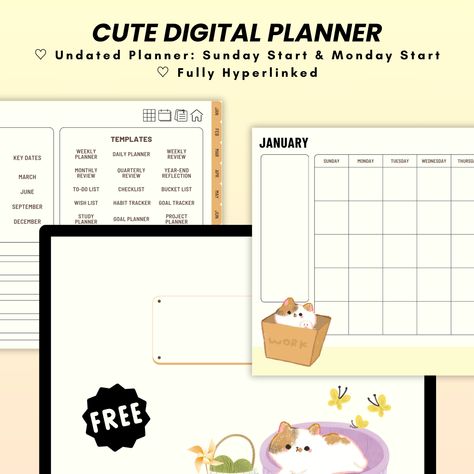 TAGS: Free Digital Planner, Cat Journal, Feline, Kawaii, Adorable, Planner for Cat Lovers, Students, Teacher, Adults, Kids, Fun, Artistic, Pastel, Aesthetic, Goodnotes Planner, PDF, Notability, Noteshelf, Noteful, XODO, Kilonotes, Apple, Android, iPad, Digital Printable Notebook, Daily Planner. Weekly Planner. Monthly Planner, Goal Planner, Productivity Planner, Free Planner, Freebie, Free Digital Download, Etsy, Kofi, Planner Addict, Community, Bullet Journal, Spirited Scribbles. Aesthetic Goodnotes, December Planner, Cat Journal, Daily Planner Printables Free, Planner Review, Undated Digital Planner, Small Business Planner, Daily Planner Pages, Goodnotes Planner