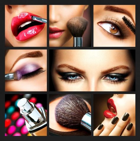 Makeup Collage, Makeup Poster, Clear Nail Tips, Beauty Salon Posters, Makeup Tutorial Foundation, Beauty Makeover, Beauty Makeup Photography, Photo Collage Design, French Nail Designs