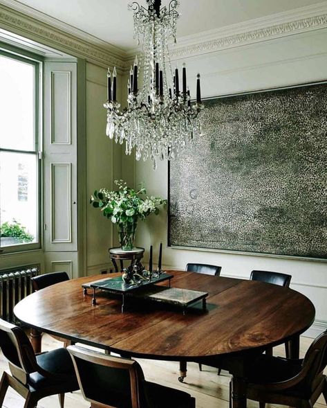 Restoration House, Dining Room Victorian, Green Dining Room, Stylish Dining Room, Dining Room Contemporary, House Restoration, Living In London, London House, Dining Room Inspiration