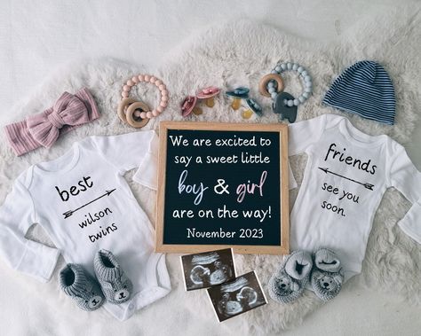 Excited to share the latest addition to my #etsy shop: Twin pregnancy gender announcement | Boy and Girl twin pregnancy announcement social media facebook instagram | Twin Gender Reveal Announce https://etsy.me/40TnGIF #babyannouncement #pregnancy #announcement #digita Twin Baby Announcements, Second Baby Announcements, Pregnancy Announcement Social Media, Twins Announcement, Gender Announcement, Twin Gender Reveal, Twin Pregnancy Announcement, Pregnancy Gender, Pregnancy Announcement Template