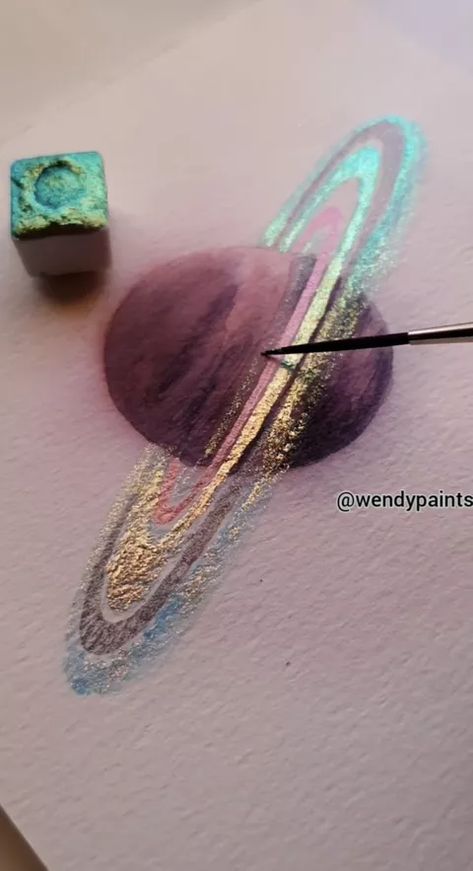 Metalic Paint Art, Glitter Watercolor Art, Metallic Color Painting, Pearlescent Watercolor Art, Paintings With Metallic Paint, Watercolour Metallic Painting, Magical Watercolor Paintings, Metallic Watercolour Painting Ideas, Iridescent Watercolor Paintings