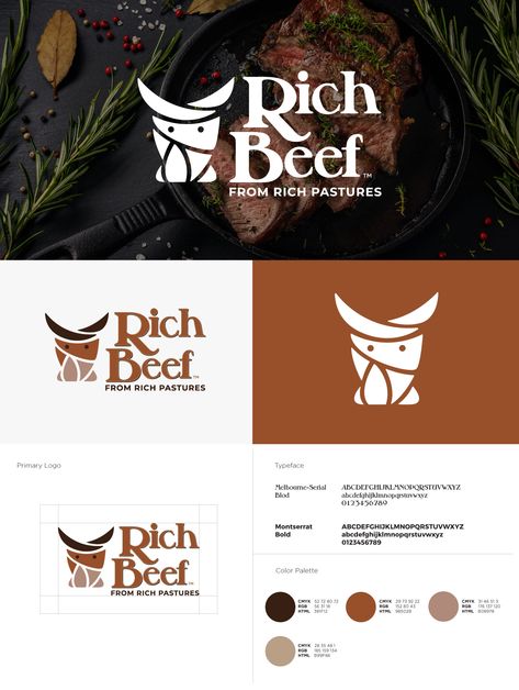 Minimalist Logo Design Food, Food Company Branding, Food Logo Design Inspiration Creative, Moodboard Logo Design, Farm To Table Logo, Branding Design Logo Food, Beef Logo Design, Food Logo Branding, Guide Logo Design