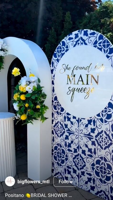 Greece Bridal Shower Theme, Capri Themed Bridal Shower Ideas, Amalfi Coast Bridal Shower Theme, Mediterranean Theme, Greece Party, Italian Bridal Showers, Lemon Themed Party, Lemon Themed Bridal Shower, Graduation Party Backdrops