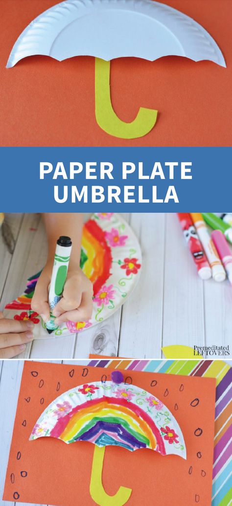 Paper Plate Umbrella, Holiday Games For Kids, Craft Ladybug, Craft Penguin, Letter U Crafts, Craft Elephant, Rain Crafts, Spring Arts And Crafts, Umbrella Craft