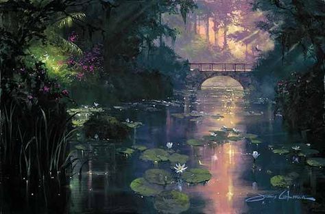 James Coleman, Flowers Arch, Fantasy Art Landscapes, Aesthetic Painting, Ethereal Art, Dreamy Art, 판타지 아트, Pics Art, Water Lilies