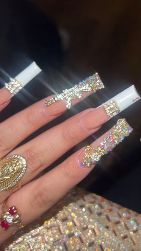 Hood Nails, Baddie Bling Nails, Nails Art Simple, Easy Nail Art Tutorial, Nail Art 2022, Design Nails Art, Nail Art Aesthetic, Nail Art 2023, Fye Nails