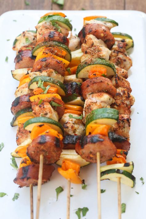 Cajun Chicken and Sausage Kebabs | Tastes Better From Scratch Sausage Kebabs, Cajun Chicken And Sausage, Cajun Sausage, Chicken And Sausage, Tastes Better From Scratch, Recipe Using Chicken, Chicken Kabobs, Kebab Recipes, Chicken Kebabs